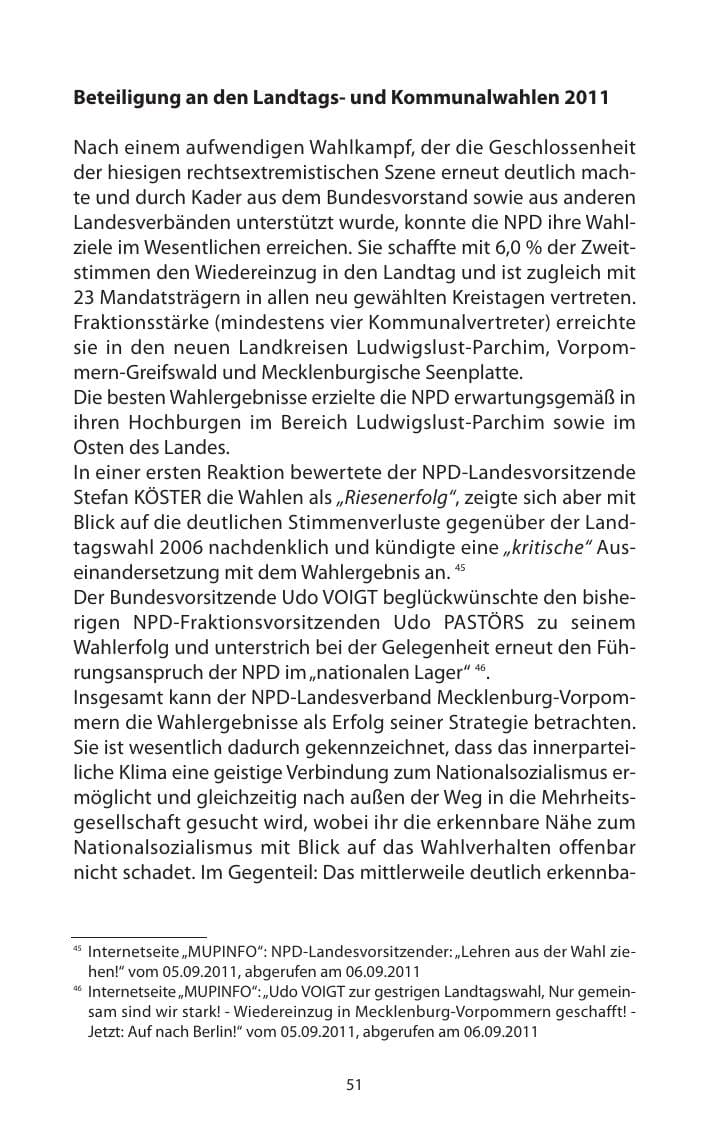 Seite 53 des Verfassungsschutzbericht 2011 Mecklenburg-Vorpommern