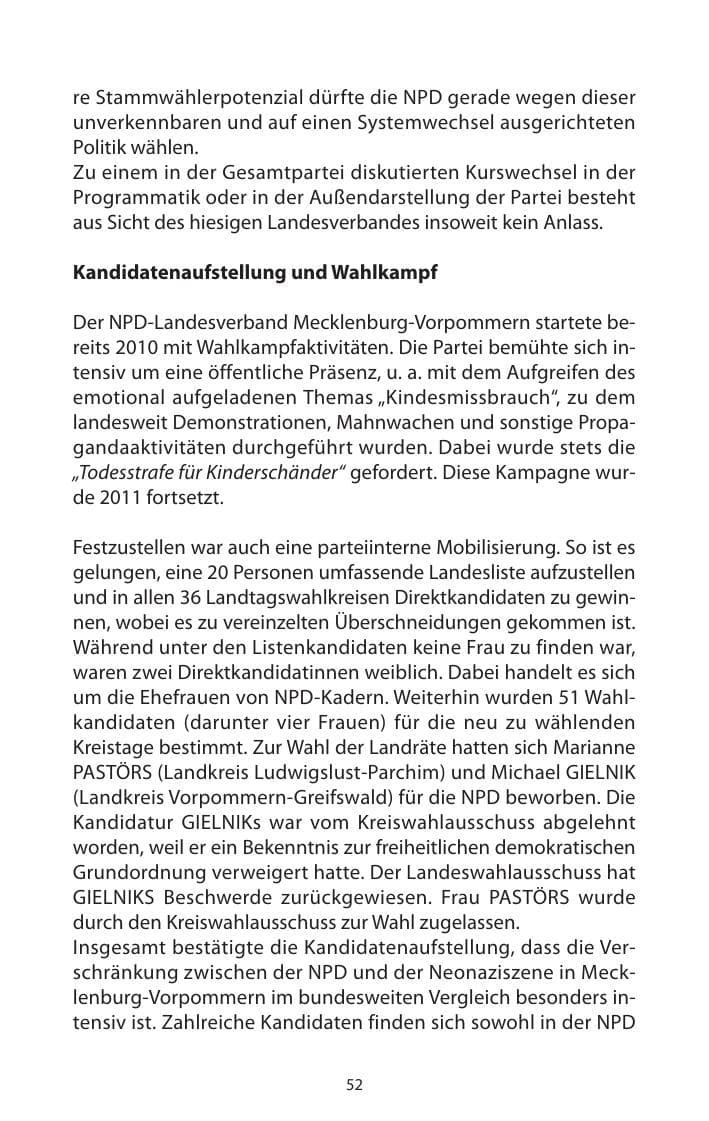 Seite 54 des Verfassungsschutzbericht 2011 Mecklenburg-Vorpommern