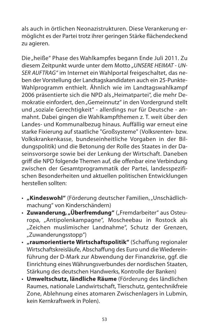 Seite 55 des Verfassungsschutzbericht 2011 Mecklenburg-Vorpommern