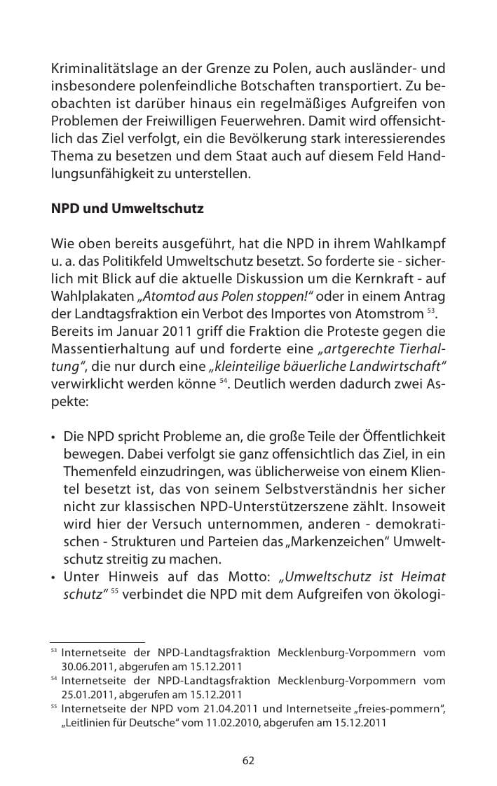 Seite 64 des Verfassungsschutzbericht 2011 Mecklenburg-Vorpommern