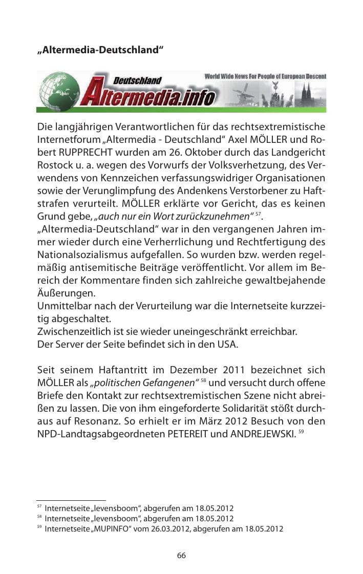 Seite 68 des Verfassungsschutzbericht 2011 Mecklenburg-Vorpommern