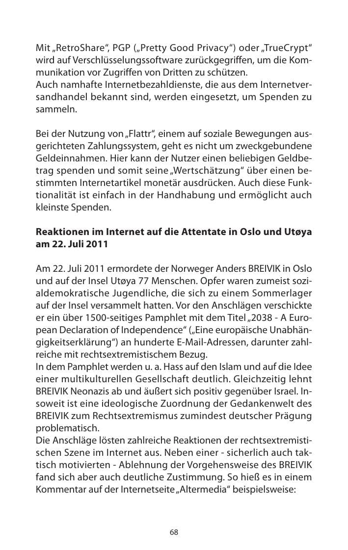Seite 70 des Verfassungsschutzbericht 2011 Mecklenburg-Vorpommern