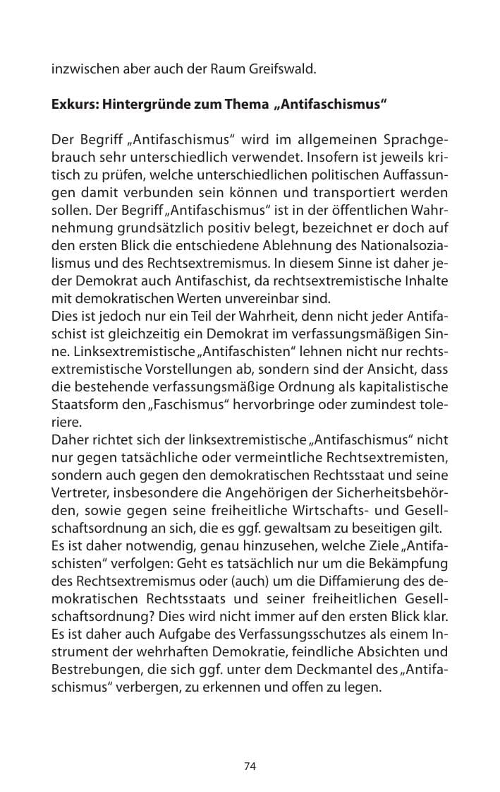 Seite 76 des Verfassungsschutzbericht 2011 Mecklenburg-Vorpommern