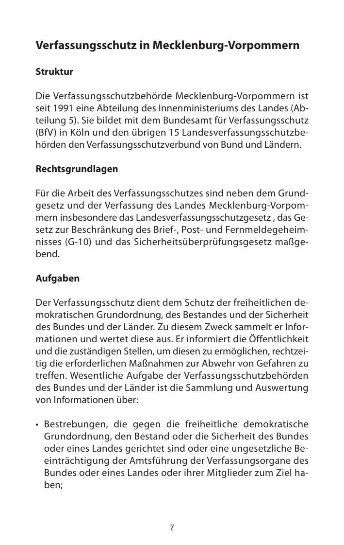 Seite 9 des Verfassungsschutzbericht 2011 Mecklenburg-Vorpommern