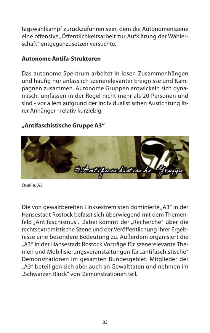 Seite 85 des Verfassungsschutzbericht 2011 Mecklenburg-Vorpommern