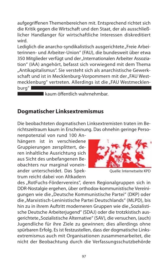 Seite 99 des Verfassungsschutzbericht 2011 Mecklenburg-Vorpommern
