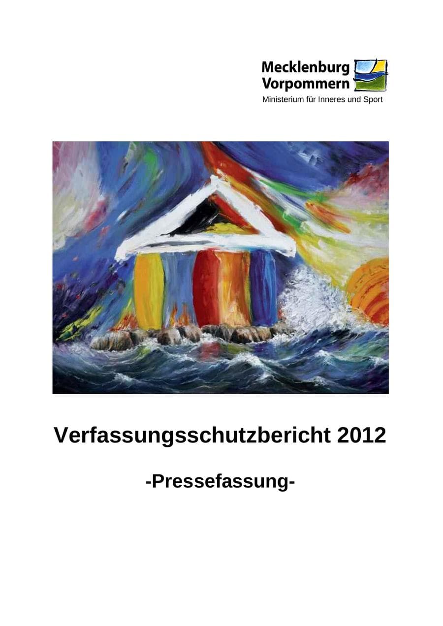 Seite 1 des Verfassungsschutzbericht 2012 Mecklenburg-Vorpommern
