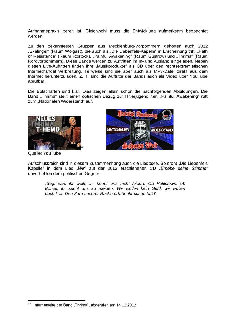Seite 18 des Verfassungsschutzbericht 2012 Mecklenburg-Vorpommern