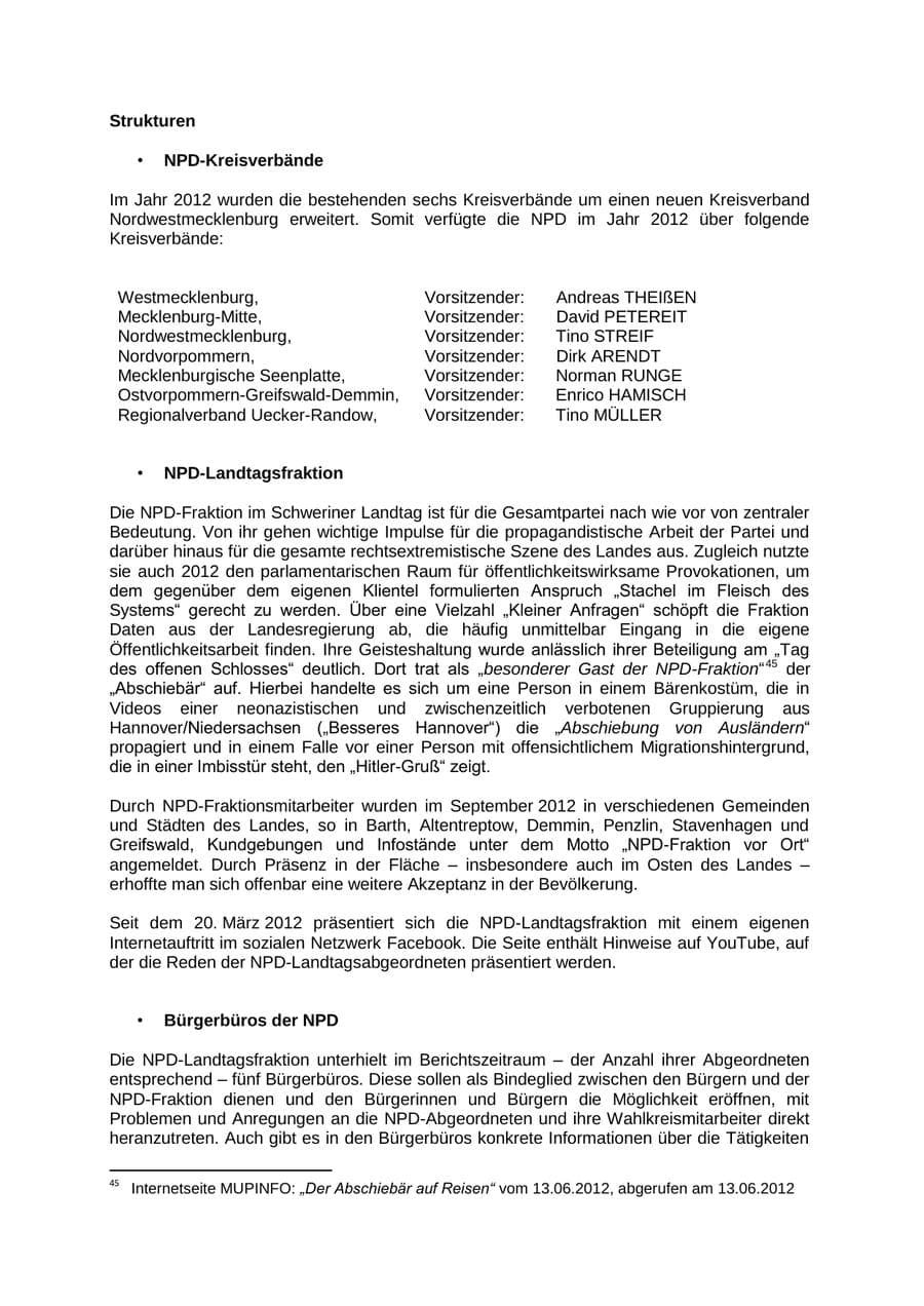 Seite 35 des Verfassungsschutzbericht 2012 Mecklenburg-Vorpommern