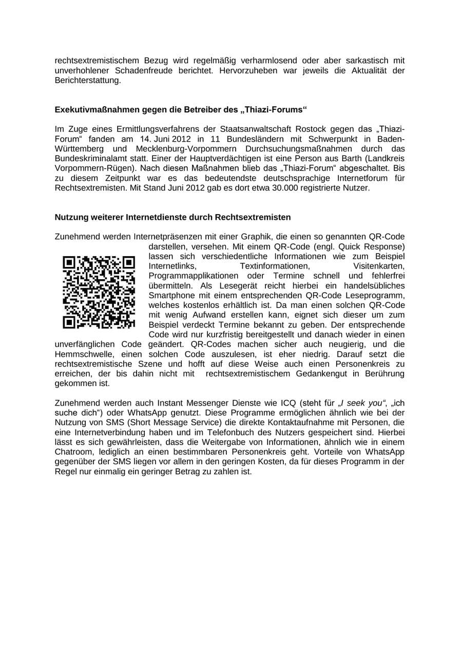 Seite 50 des Verfassungsschutzbericht 2012 Mecklenburg-Vorpommern
