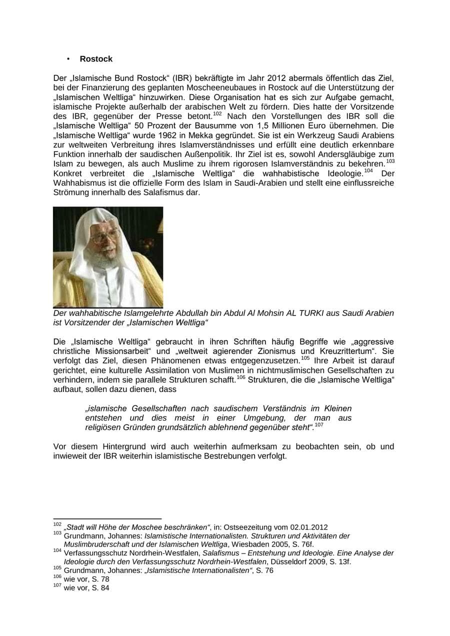 Seite 73 des Verfassungsschutzbericht 2012 Mecklenburg-Vorpommern