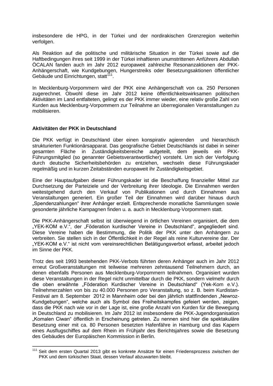 Seite 77 des Verfassungsschutzbericht 2012 Mecklenburg-Vorpommern