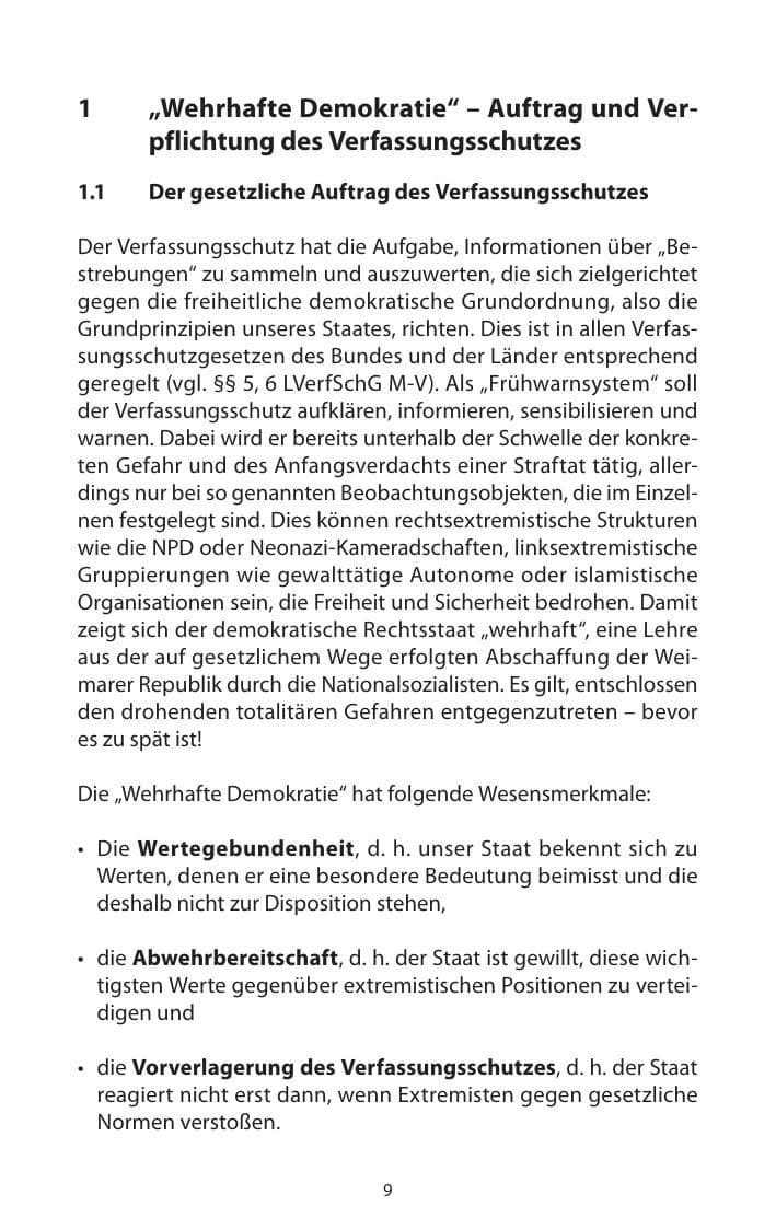Seite 11 des Verfassungsschutzbericht 2013 Mecklenburg-Vorpommern