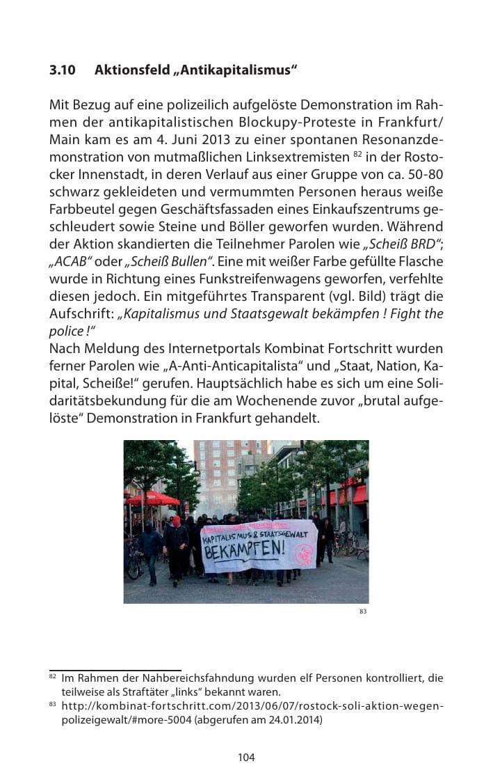 Seite 106 des Verfassungsschutzbericht 2013 Mecklenburg-Vorpommern