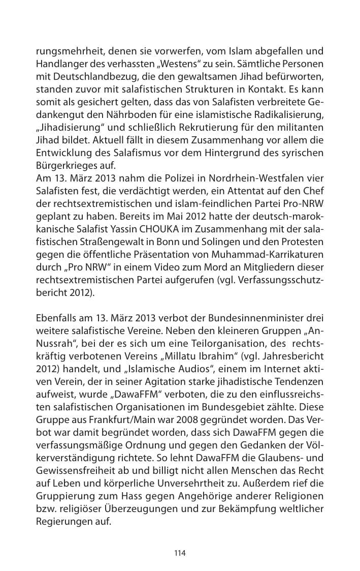 Seite 116 des Verfassungsschutzbericht 2013 Mecklenburg-Vorpommern