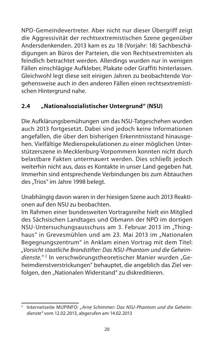 Seite 22 des Verfassungsschutzbericht 2013 Mecklenburg-Vorpommern