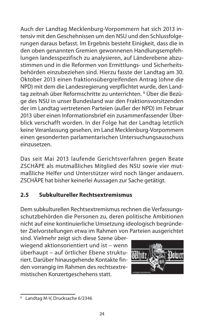 Seite 26 des Verfassungsschutzbericht 2013 Mecklenburg-Vorpommern