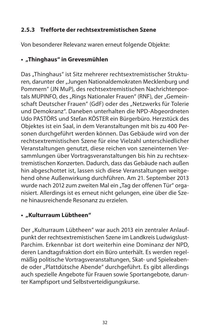 Seite 34 des Verfassungsschutzbericht 2013 Mecklenburg-Vorpommern
