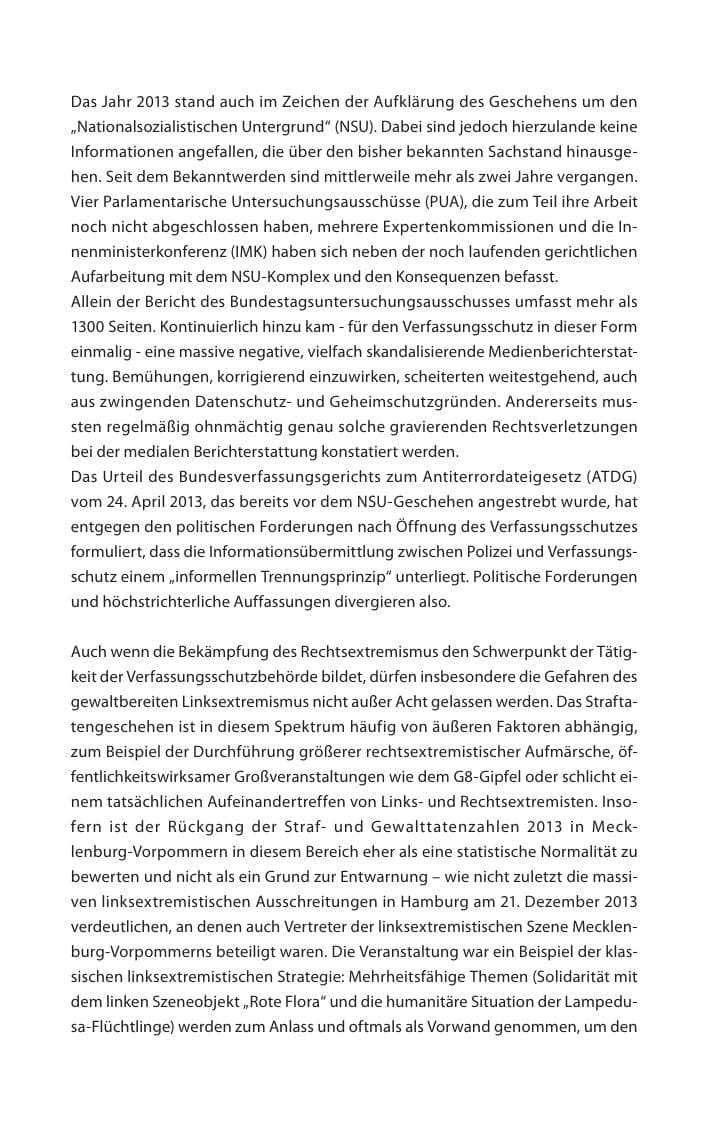 Seite 6 des Verfassungsschutzbericht 2013 Mecklenburg-Vorpommern