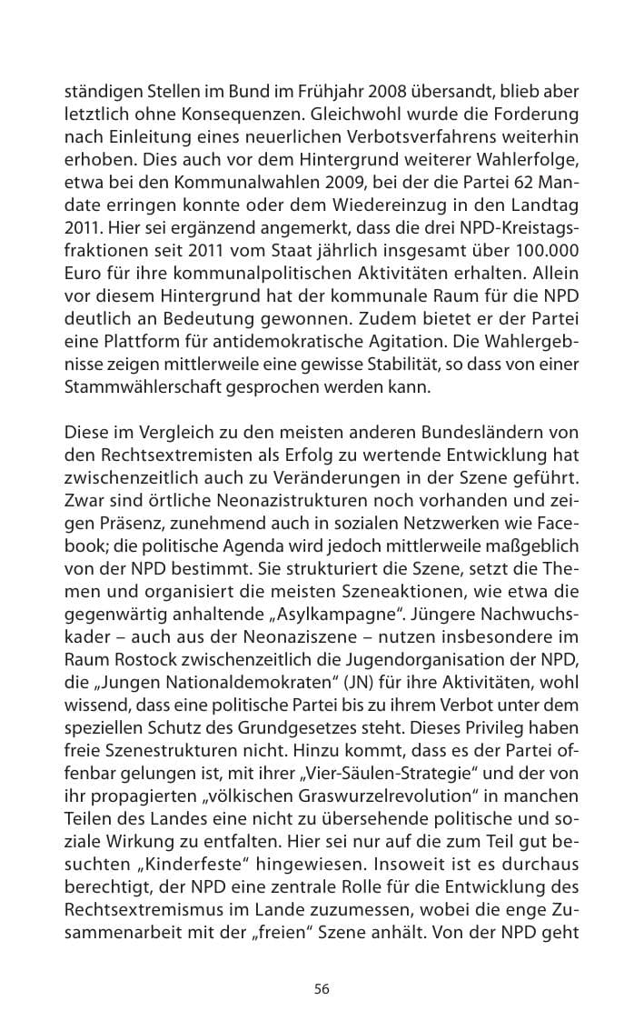 Seite 58 des Verfassungsschutzbericht 2013 Mecklenburg-Vorpommern