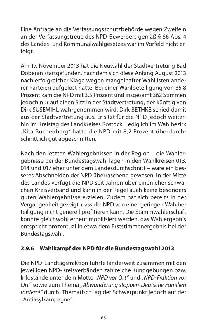 Seite 65 des Verfassungsschutzbericht 2013 Mecklenburg-Vorpommern