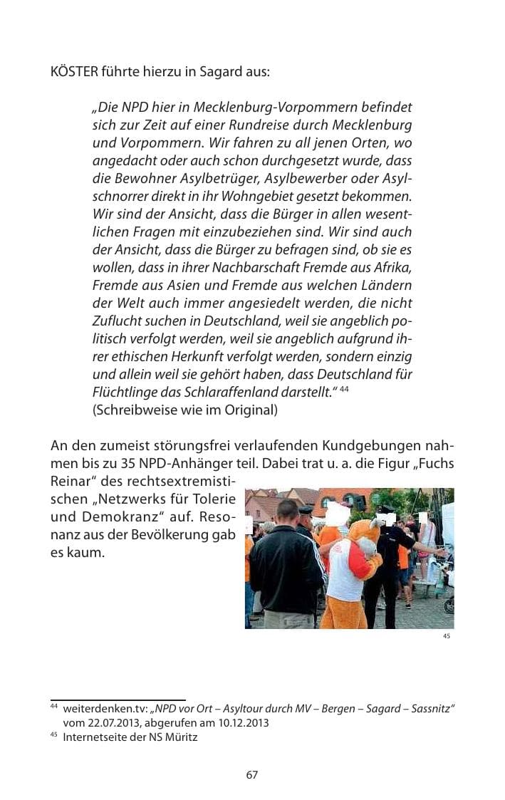 Seite 69 des Verfassungsschutzbericht 2013 Mecklenburg-Vorpommern