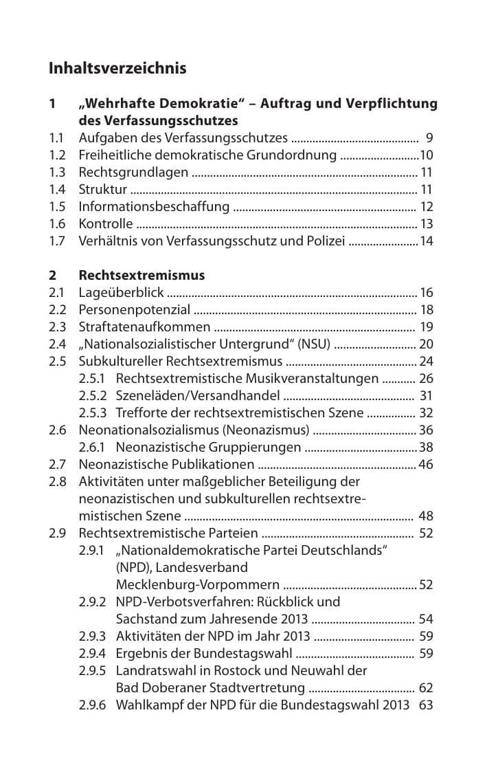Seite 8 des Verfassungsschutzbericht 2013 Mecklenburg-Vorpommern