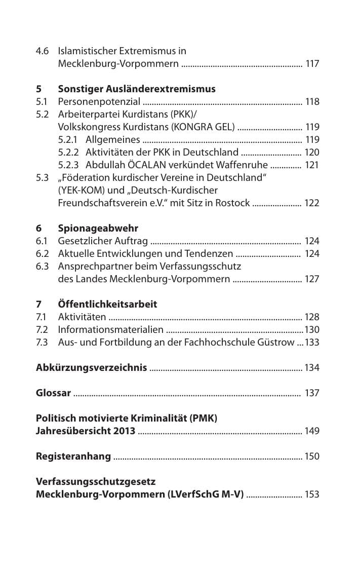 Seite 10 des Verfassungsschutzbericht 2013 Mecklenburg-Vorpommern