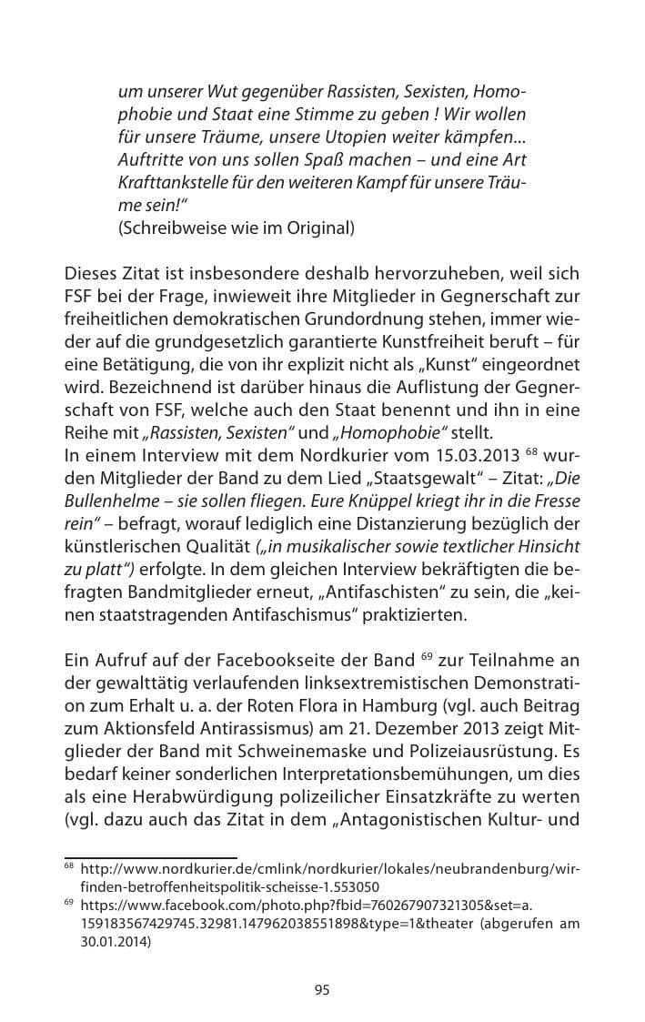 Seite 97 des Verfassungsschutzbericht 2013 Mecklenburg-Vorpommern