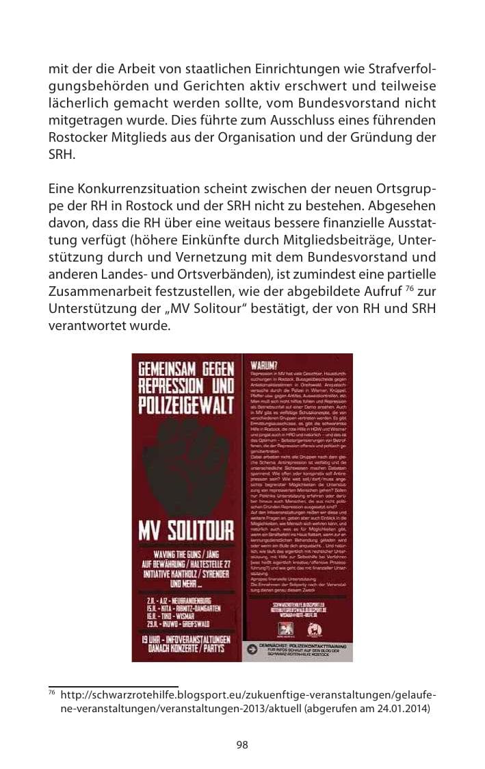 Seite 100 des Verfassungsschutzbericht 2013 Mecklenburg-Vorpommern