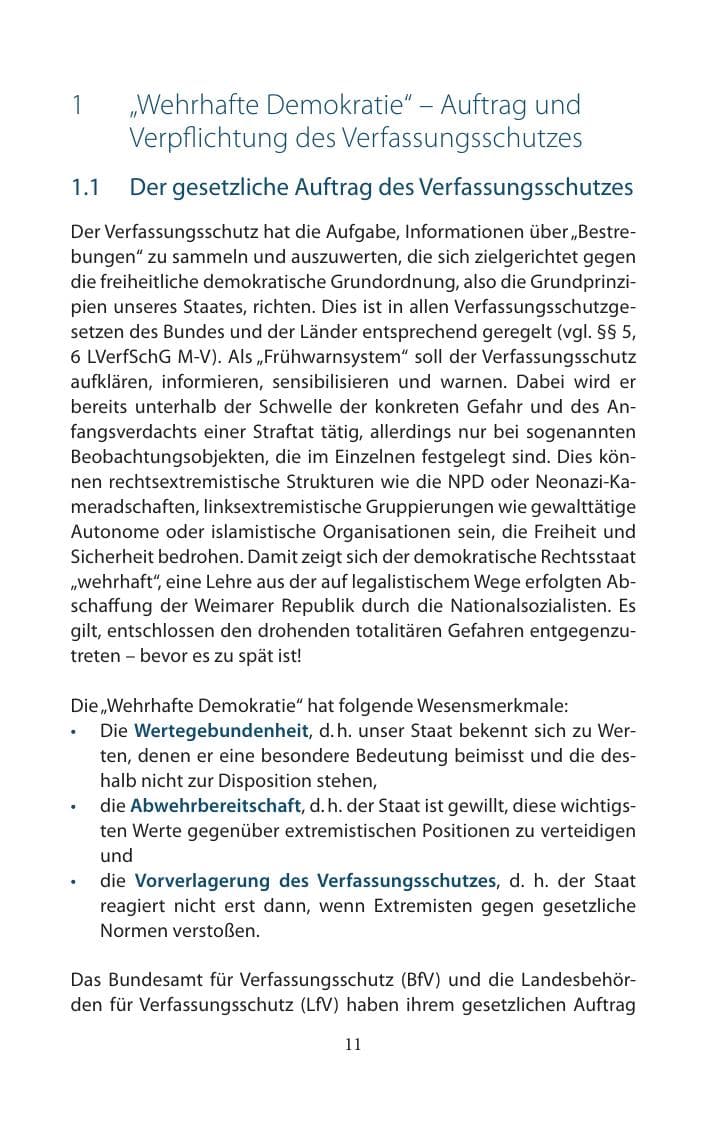 Seite 11 des Verfassungsschutzbericht 2014 Mecklenburg-Vorpommern