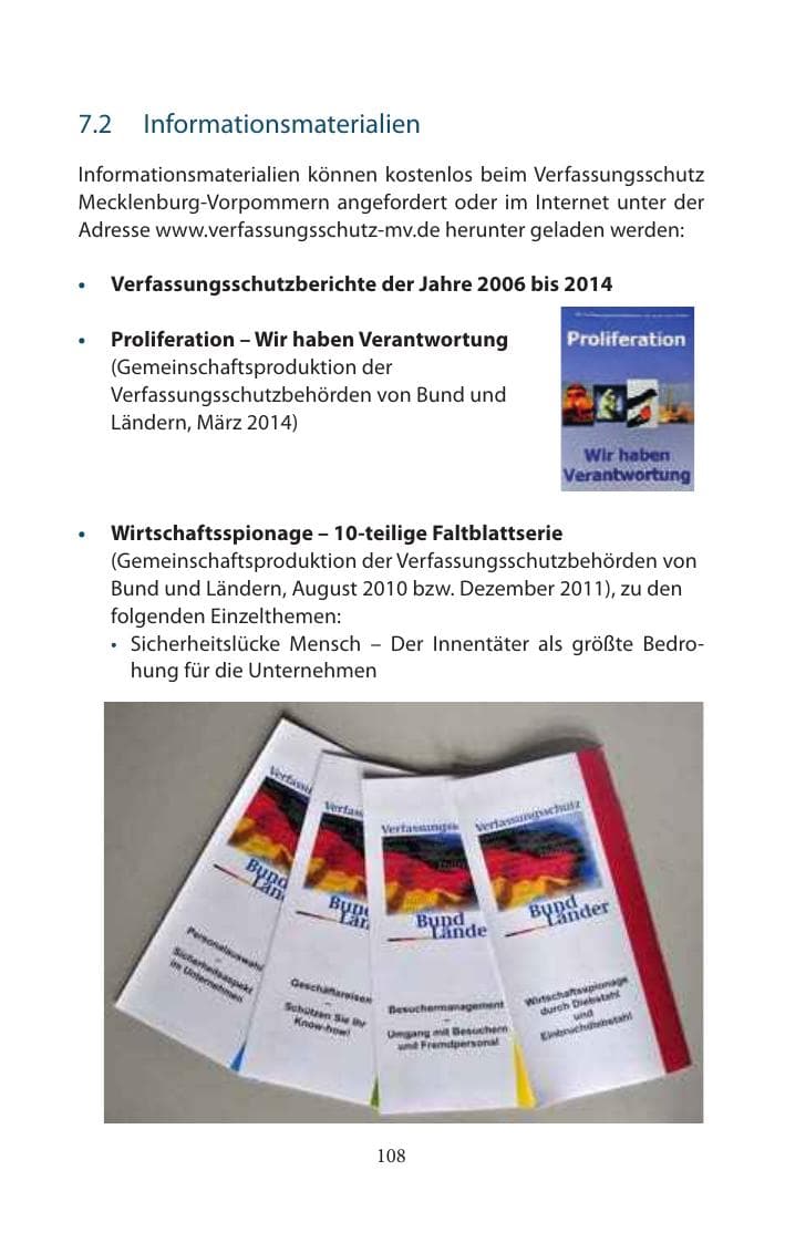 Seite 108 des Verfassungsschutzbericht 2014 Mecklenburg-Vorpommern