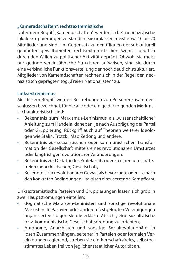Seite 119 des Verfassungsschutzbericht 2014 Mecklenburg-Vorpommern