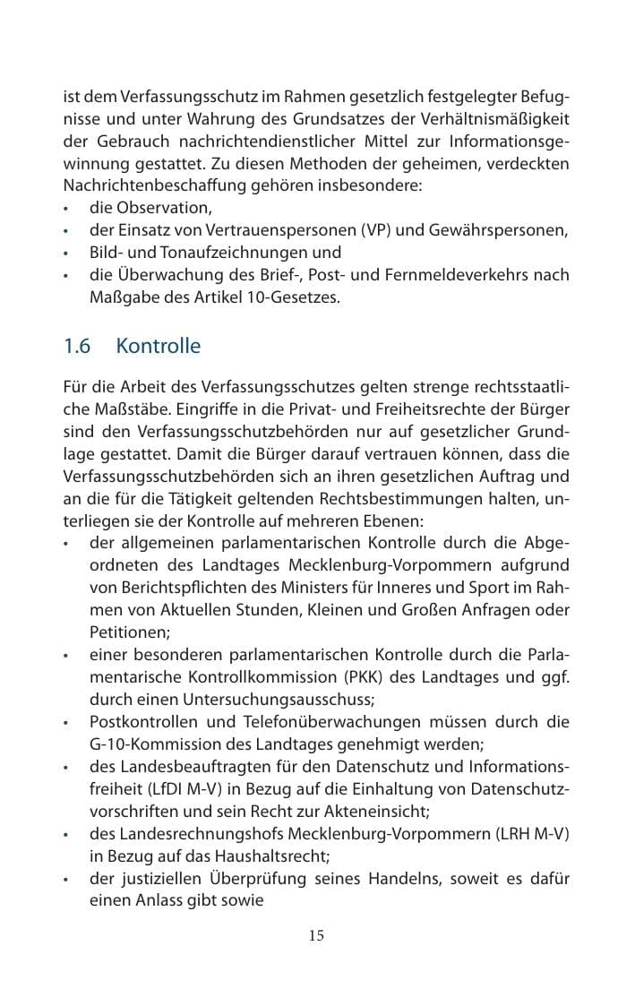 Seite 15 des Verfassungsschutzbericht 2014 Mecklenburg-Vorpommern