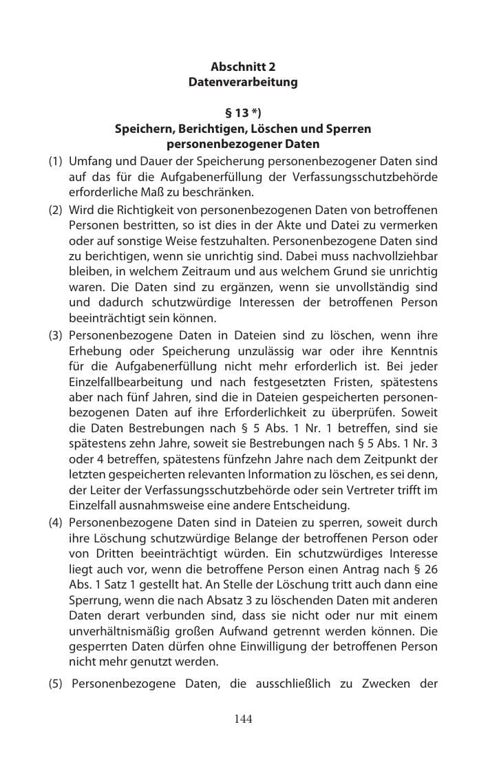 Seite 144 des Verfassungsschutzbericht 2014 Mecklenburg-Vorpommern
