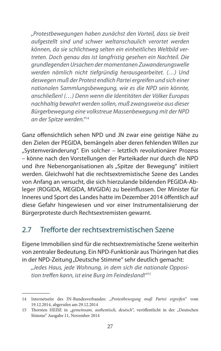 Seite 27 des Verfassungsschutzbericht 2014 Mecklenburg-Vorpommern