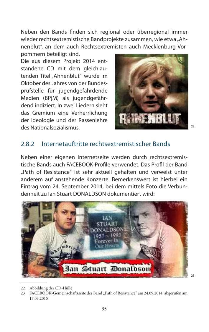 Seite 35 des Verfassungsschutzbericht 2014 Mecklenburg-Vorpommern