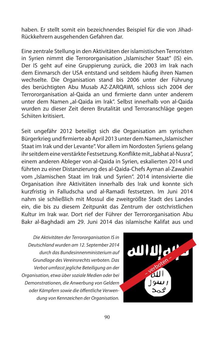Seite 90 des Verfassungsschutzbericht 2014 Mecklenburg-Vorpommern
