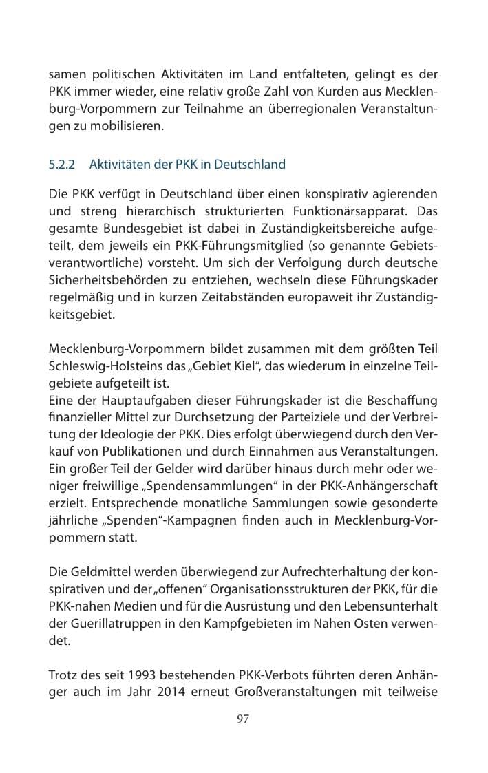 Seite 97 des Verfassungsschutzbericht 2014 Mecklenburg-Vorpommern