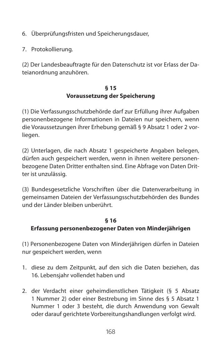 Seite 168 des Verfassungsschutzbericht 2015 Mecklenburg-Vorpommern