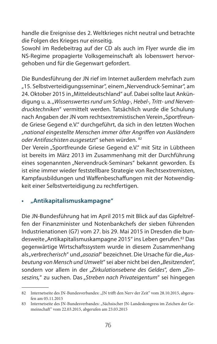 Seite 76 des Verfassungsschutzbericht 2015 Mecklenburg-Vorpommern