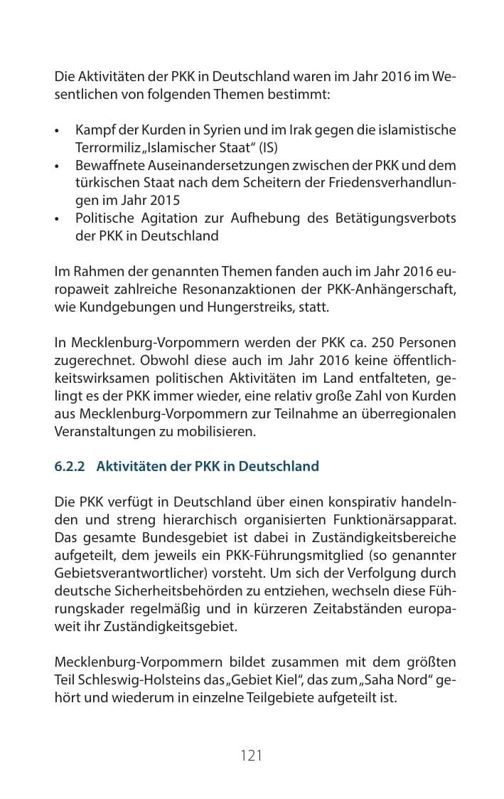 Seite 120 des Verfassungsschutzbericht 2016 Mecklenburg-Vorpommern