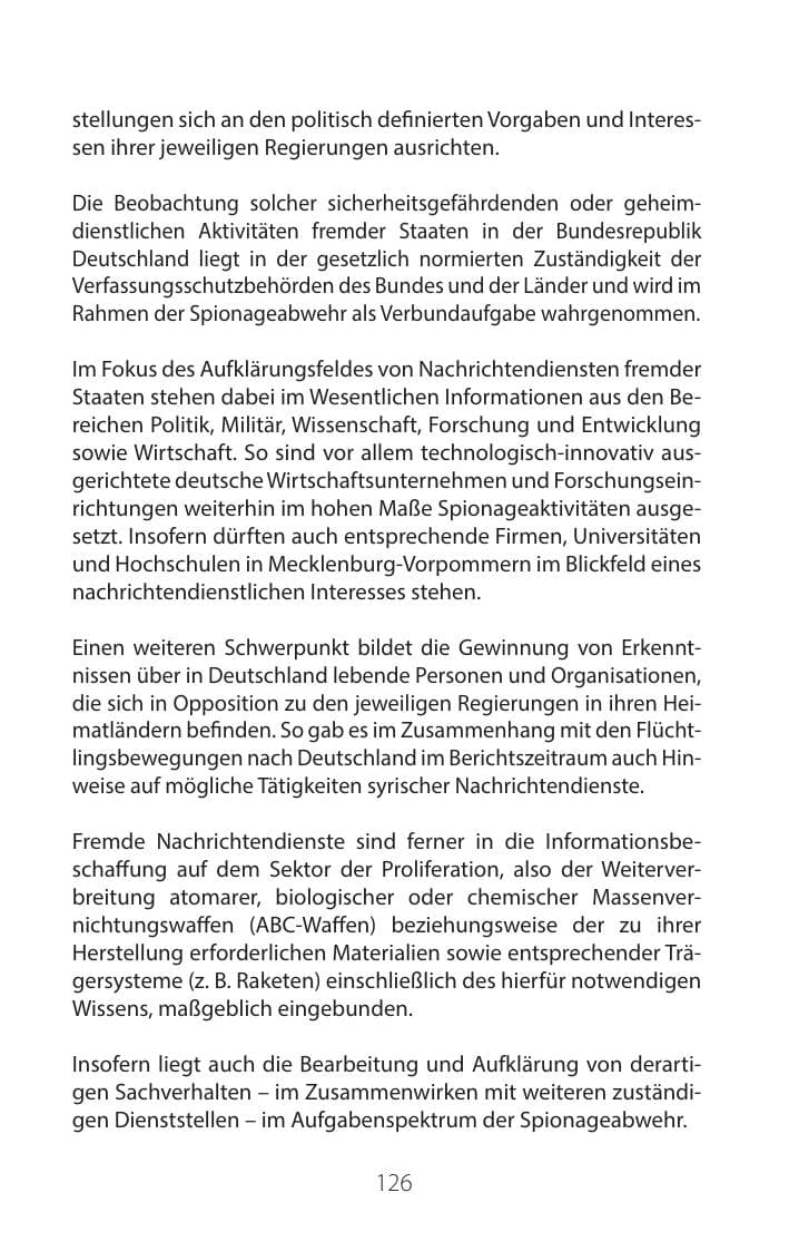 Seite 125 des Verfassungsschutzbericht 2016 Mecklenburg-Vorpommern