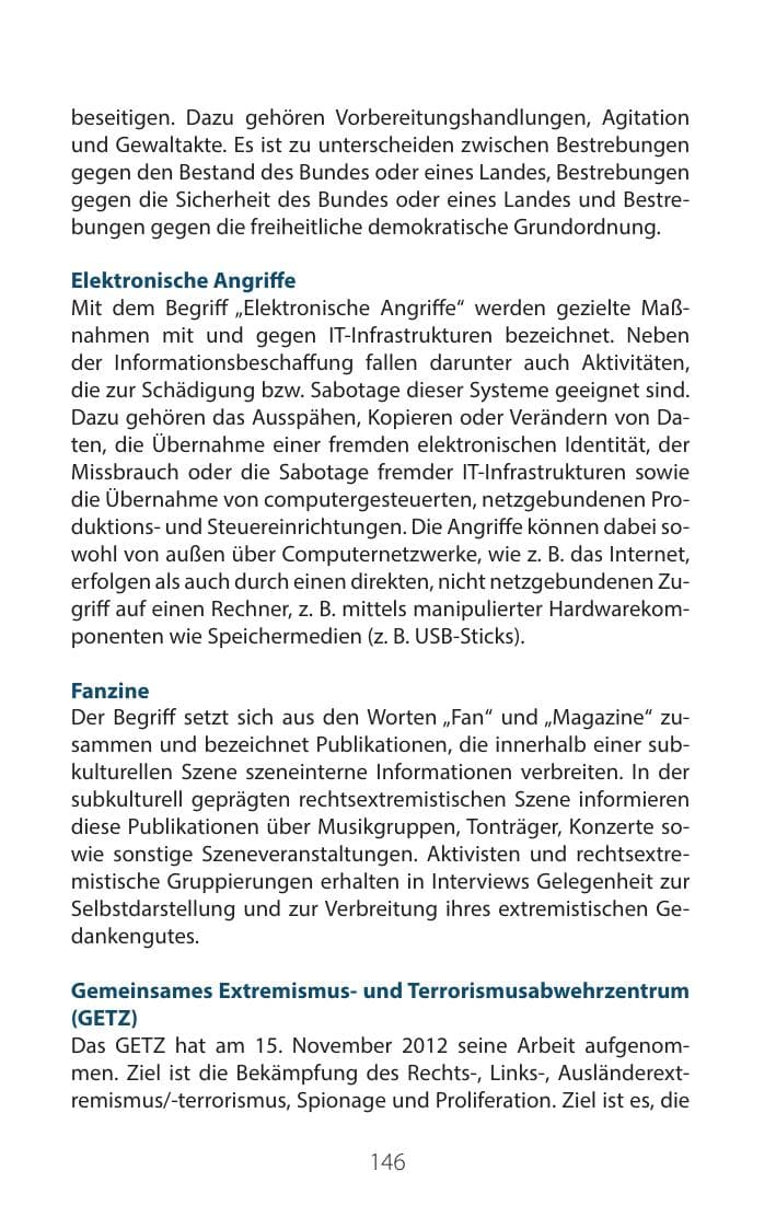 Seite 145 des Verfassungsschutzbericht 2016 Mecklenburg-Vorpommern