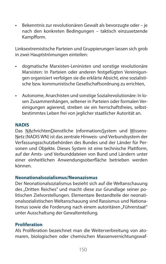 Seite 149 des Verfassungsschutzbericht 2016 Mecklenburg-Vorpommern