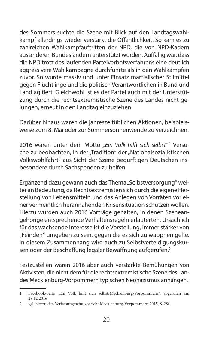 Seite 19 des Verfassungsschutzbericht 2016 Mecklenburg-Vorpommern