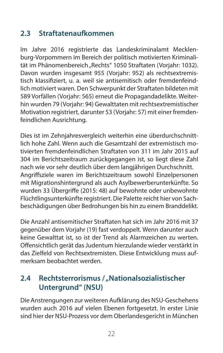 Seite 21 des Verfassungsschutzbericht 2016 Mecklenburg-Vorpommern