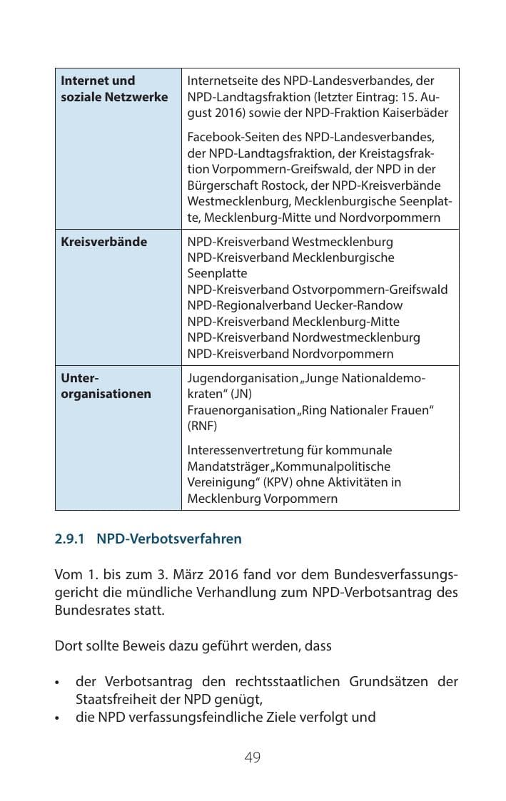 Seite 48 des Verfassungsschutzbericht 2016 Mecklenburg-Vorpommern