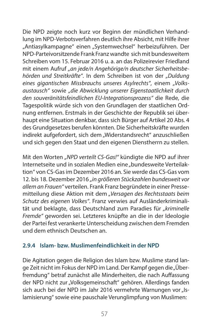 Seite 56 des Verfassungsschutzbericht 2016 Mecklenburg-Vorpommern