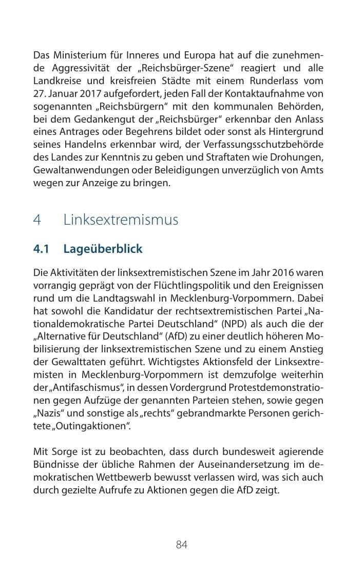 Seite 83 des Verfassungsschutzbericht 2016 Mecklenburg-Vorpommern